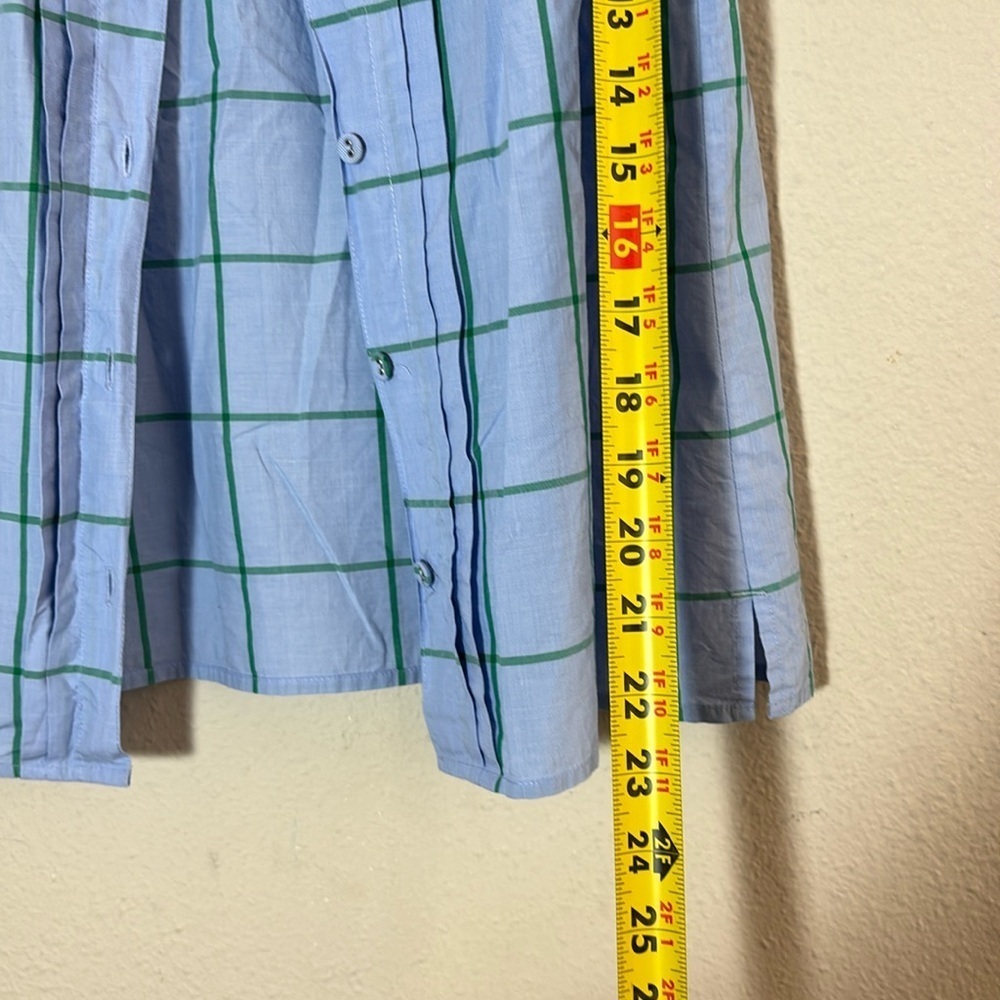 J.‎ Crew Ruffle Button Down Shirt Windowpane Plaid 100% cotton blue green size 2 - Picture 7 of 9
